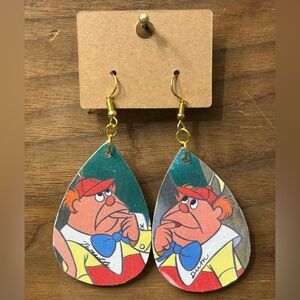 Upcycle Alice in Wonderland Drop Earrings